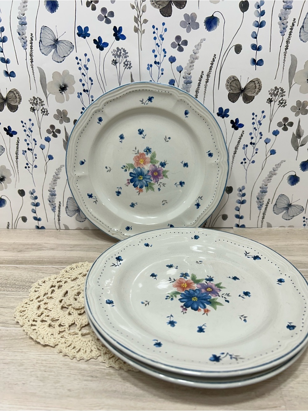 Vintage Newcor Provincial Bouquet 1987 Floral Salad Plates Set of 3